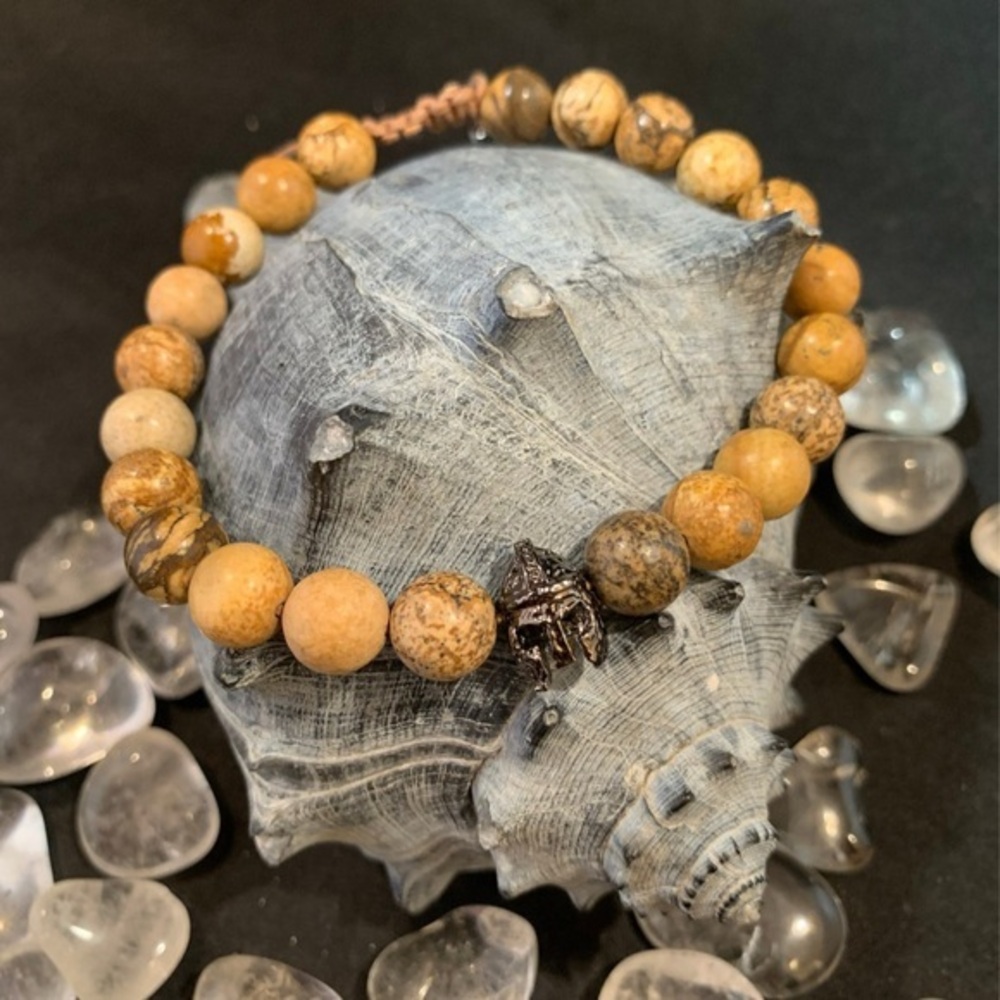 Handmade Picture Jasper Adjustable Wrist Mala / Viking Bracelet